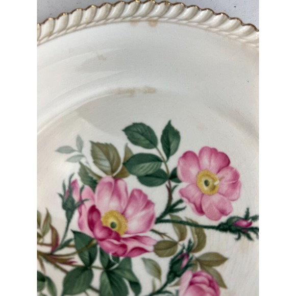 Vintage The Harker Pottery Co. 22 KT. Gold Floral Scalloped Edge Dinner Plate - Picture 2 of 9